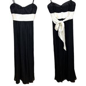 BCBGMaxAzria Alicia Black Silk Strapless Gown Black Maxi Midi Dress Sash 2 XS